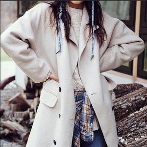 Free People Beige Wool Coat
